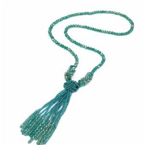 AMRITA SINGH Green Shirin Beaded Tassel Necklace
